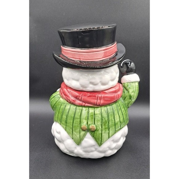 Vtg Fitz & Floyd (Omnibus Division) Snow Gentleman Cookie Jar - Picture 4 of 8